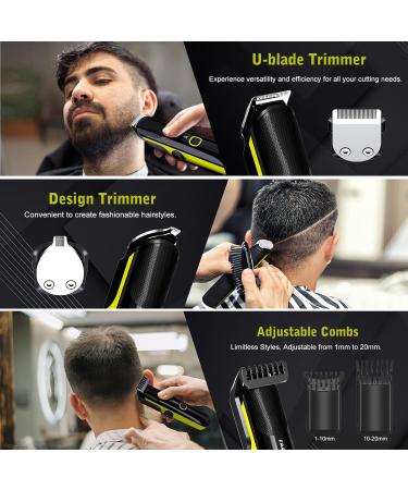 FADEKING All-in-One Beard Trimmer - Waterproof Adjustable Combs Hair Clippers Nose & Body Grooming Electric Shaver for Men - Neon Green Gifts - Buy Online on GoSupps.com