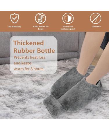 Mokani 2-in-1 Foot Warmer | Electric-Free Heating | Soft Flannel Cover & 2L Rubber Hot Water Bottle for Pain Relief | Perfect for Men & Women | Gray 40x35cm - Buy Online on GoSupps.com
