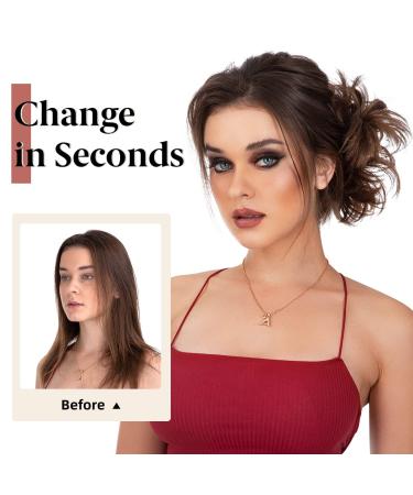 Youngways Dark Brown Messy Bun Hair Piece - Clip-in Side Comb Hairpiece for Women | Short Curved, Adjustable Style | Easy, Versatile Hair Piece - Buy Online on GoSupps.com