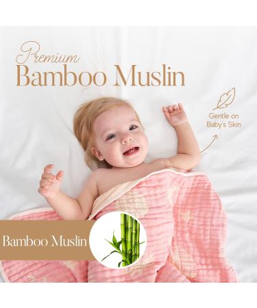 HardNok Bamboo Muslin Baby Towel Hooded 32x32 Inches - Silk Soft and Comfortable 6 Layer Large Bath Towel for Boys Girls - Ocean Pink - Buy Online on GoSupps.com