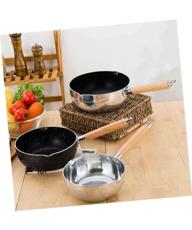 ABOOFAN 2pcs Maifan Stone Noodles Pan Iron Frying Pan Small Soup Pot Wok for Induction Cooktop Non Stick Frying Pan Cooking Pan with Lid Cooker Pan Wood Noodle Pot Wooden Handle - Buy Online on GoSupps.com