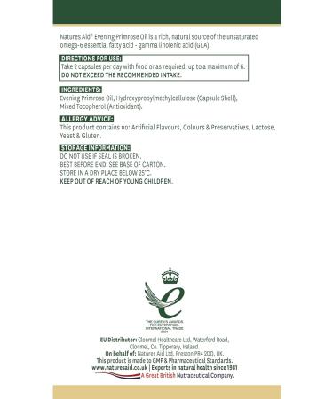 Natures Aid Evening Primrose Oil 500mg 90 Capsules - Vegan Omega 6 GLA Supplement - Made in the UK - Buy Online on GoSupps.com