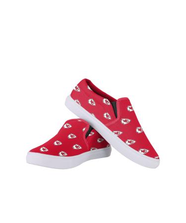 FOCO NFL Womens NFL Team Ladies Repeat Logo Slip On Canvas Shoes Kansas City Chiefs 8 Team Color