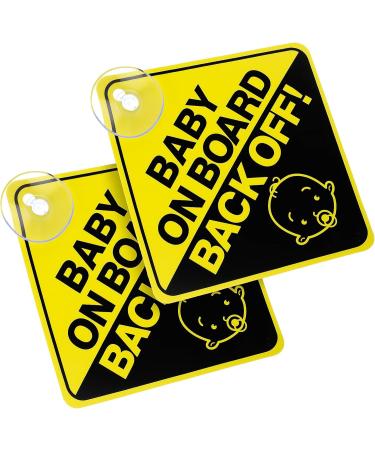 2PCS Baby on Board Safety Sign for Car - Removable Kids Warning Sticker with Suction Cups - Buy Online on GoSupps.com