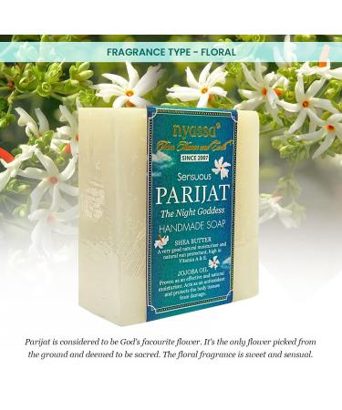 Nyassa Parijat Night Blooming Jasmine Soap - 150gm Handmade with Turmeric & Shea Butter | Paraben Free Cruelty Free Vegetarian - Shop Internationally - Buy Online on GoSupps.com