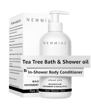in-Shower Body Conditioner Soft Skin Post Shower Care Wet Skin Moisturizer for Body & Legs 2 in 1 Bath Oil & Shower Oil Sore Muscles Recovery Peppermint Magnesium Tea Tree Spa Self Care Spa Gift