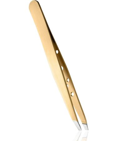 Rubis Elegance Gold Tweezers - Luxury Slanted Eyebrow Tweezers | Gold-Plated with Unique Hole Design - International Shipping Available - Buy Online on GoSupps.com