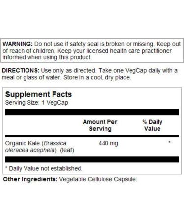 Buy Solaray Organic Kale 440mg - 100 VegCaps for Optimal Health - Buy Online on GoSupps.com