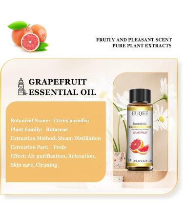 EUQEE Grapefruit Essential Oil 10ml - Pure Natural Aromatherapy Oil for Diffusers, Relaxation, and Candle Making - 10.00 ml (Pack of 1) - Buy Online on GoSupps.com