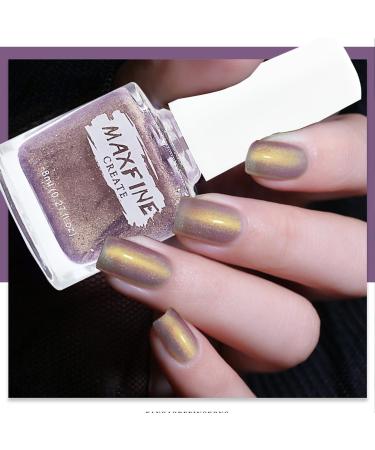 Pearl Nail Polish Nail Varnish - Long Lasting Peeling Off Nail Polish - Mermaid Shell Quick Dry Holographic Nail Polish - No UV Needed Non Toxic Water Based Formula for Women Girls Teens(Gold Purple)