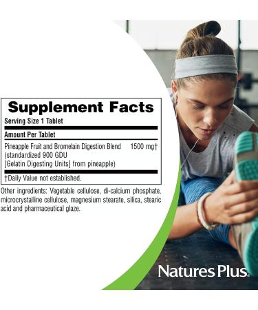 Nature's Plus Bromelain 1500mg - Ultra Maximum Potency Supplement | 60 Tablets - Buy Online on GoSupps.com