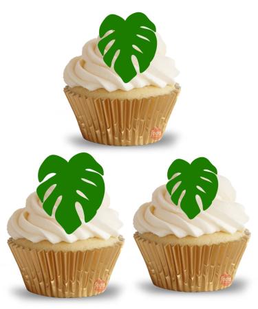 24 edible PRE CUT Jungle rainforest leaves kids childrens party decorations Wafer Paper Cupcake Topper Cake