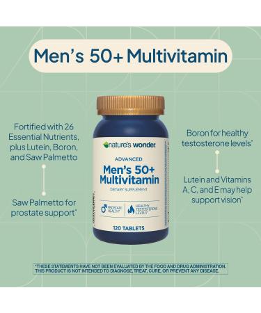 Nature's Wonder Advanced Men's 50+ Multivitamin/Multimineral Supplement with Vitamin D3 and B Vitamins 120 Tablets 120 Day Supply - Buy Online on GoSupps.com