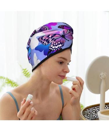 Flying Butterflies Microfiber Hair Towel - Super Absorbent Coral Velvet Wrap for Women - Quick Dry for Long Curly & Thick Hair - Buy Online on GoSupps.com