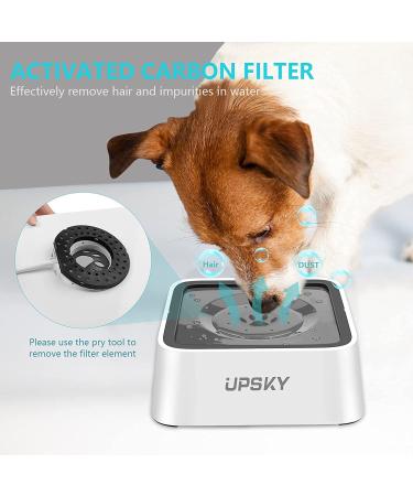 UPSKY 70oz Large Capacity Dog Water Bowl - No Spill Slow Feeder & Travel Dispenser - Grey - Buy Online on GoSupps.com