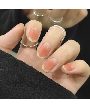 Gradient Brown French False Nails - Short 24Pcs Press On Square Acrylic Tips for Women - Buy Online on GoSupps.com