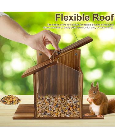 Garden Squirrel Feeder Wooden Squirrel Feeder House Large Capacity Squirrel Feeding Stations Easy to Fill Chipmunk Feeding Platform for Corn Peanuts Outside 32.5x12.5x21cm - Buy Online on GoSupps.com