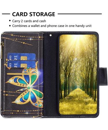 VQWQ Mobile Phone Case for Xiaomi Redmi Note 12 5G & Poco X5 - Protective Leather Pocket with Lanyard & Zipper - Butterfly 3 Folding Cover - Buy Online on GoSupps.com