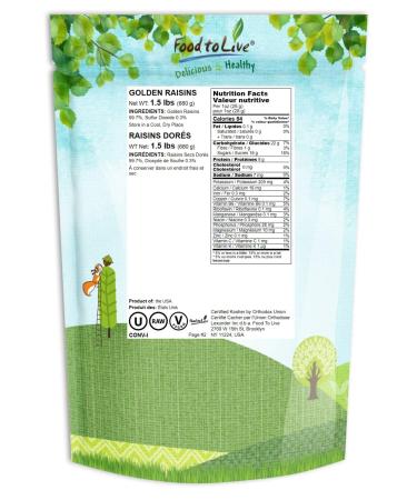 California Jumbo Golden Raisins 1.5 Pounds - Non-GMO, Sun-Dried, Seedless, Kosher, Vegan - Raw Bulk Pack - Buy Online on GoSupps.com