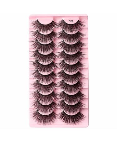 Eyelashes | 3D Lashes False Eyelashes 10-Pairs Faux Lashes Wispy Lashes Pack Dramatic Long Thick Volume Fake Eye Lash Puchen Y502