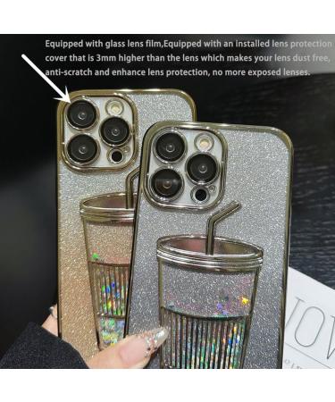 AQWAL Gradient Glitter Quicksand Milk Tea For Iphone Case Three-Dimensional Milk Tea Cup Shape 3d Three-Dimensional Phone Case For Iphone 12 13 14 15promax (For iPhone13pro Gold-A) For iPhone13pro Gold-A - Buy Online on GoSupps.com