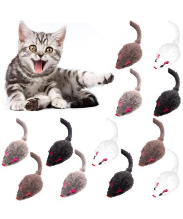 Sunshine smile 12 pieces of toy mouse cat toys mouse play mouse with plush tail toy mouse cats fur mice set for all catum races (12 pieces mix) - Buy Online on GoSupps.com