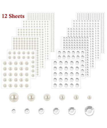 1980 Pcs Self Adhesive Rhinestones and Pearls for Makeup - Clear Rhinestones Stickers and Pearl Gems Jewels for DIY - Buy Online on GoSupps.com