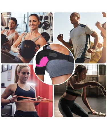 Chlffua Adjustable Shoulder Support - Neoprene Bandage for Pain Relief & Stability | Left/Right Men/Women - Pink - Buy Online on GoSupps.com
