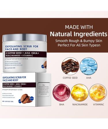 KP Bump Eraser Body Scrub | Exfoliating Face Scrub for Men & Women | AHA BHA Coffee Scrub for Ingrown Hair & Keratosis Pilaris - 4.23OZ - Buy Online on GoSupps.com