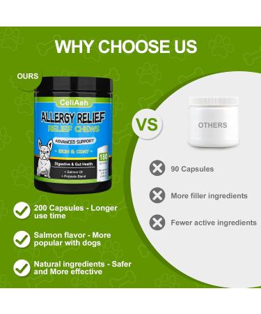 Dog Allergy Chews Dog Allergy and Itching Skin Relief Anti-Itch Skin & Coat Supplement Itch Allergy Probiotics Support Chew Vitamins with Salmon Oil Colostrum for Skin and Coat Allergies -180 Ct - Buy Online on GoSupps.com
