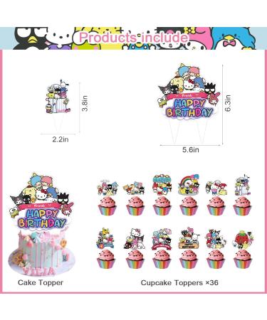 Kitty Birthday Party Cake Topper 37Pcs Hello Cat Kitty-themed Birthday Party Supplies Cupcake Decorations for Kids - Buy Online on GoSupps.com