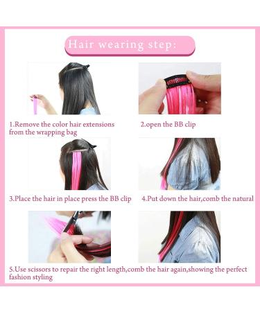 Vibrant Pink Wig Clips Colorful Synthetic Hair Extensions for Women & Girls | Lskjmo Party Highlights - Buy Online on GoSupps.com