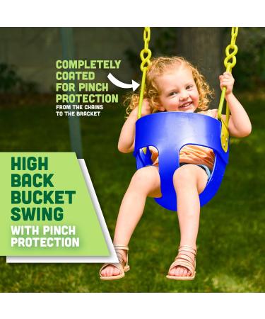 Deluxe High Back Full Bucket Toddler Swing with Exclusive Chain & Dip Pinch Protection - Blue - Buy Online on GoSupps.com