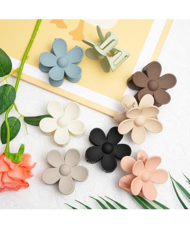 8Pcs Flower Hair Clips for Women - Large 3.5 Inch Claw Clips for Thick Hair - Cute Matte Floral Design - Strong Jaw Clips for Medium Hair - Buy Online on GoSupps.com