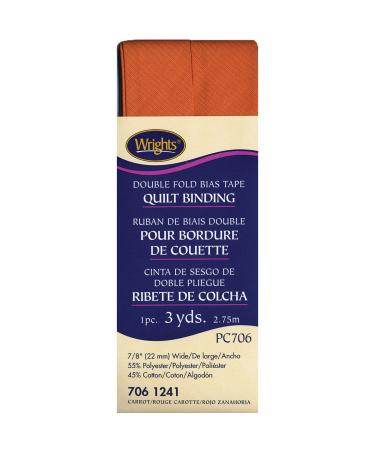 Wrights 117-706-1241 Double Fold Quilt Binding Bias Tape  Carrot  3-Yard