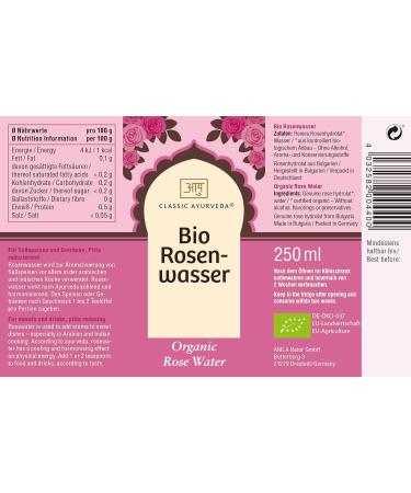 Classic Ayurveda Organic Rose Water 250ml - Premium Flavoring for Arabic & Indian Desserts - Buy Online on GoSupps.com