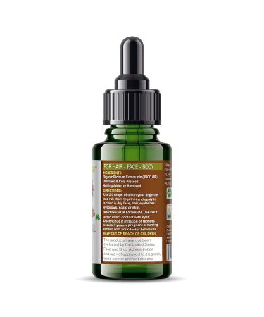 Go Nutra Organic Jamaican Black Castor Oil 1oz - 100% Pure USDA Organic - Cold Pressed - For Hair, Skin, Lashes & Brows - Promotes Thicker Eyelashes & Eyebrows - Buy Online on GoSupps.com