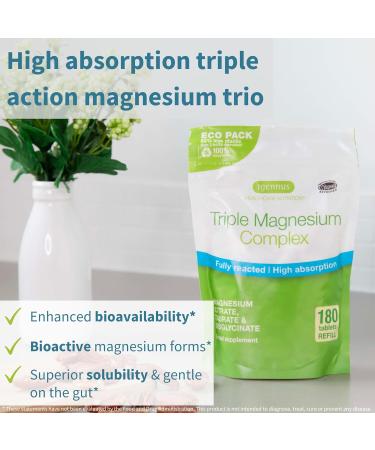 Igennus Advanced Triple Magnesium Complex Fully Reacted & Chelated Glycinate Taurate & Citrate Clean Label High Bioavailability & Absorption 180 Tablets Vegan Non-Buffered 180 Count (Pack of 1) - Buy Online on GoSupps.com