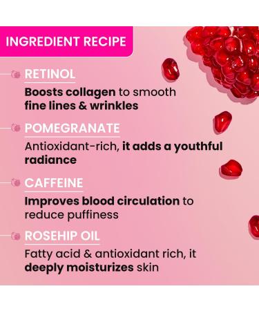 Pomegranate Retinol & Caffeine Eye Cream (20 ml) | Smoothens Fine Lines & Wrinkles | Helps Fade Dark Circles | Deeply Moisturising | Improves Skin Elasticity & Firmness - Buy Online on GoSupps.com