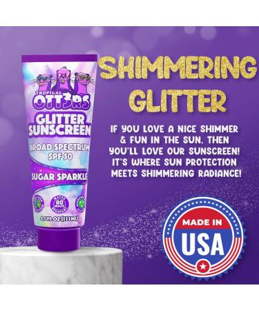Glitter Sunscreen SPF 50 - Sparkle & Shimmer Lotion for Kids & Women - UVA/UVB Protection 80 Min Water Resistant Scented USA Made - 4.5oz Sugar Sparkle - Buy Online on GoSupps.com