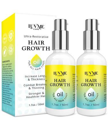 Luv Me Care Hair Growth Oil with Biotin and Castor oil 2 Pack - Biotin hair growth serum for Stronger, Thicker, Longer Hair 1.7 oz