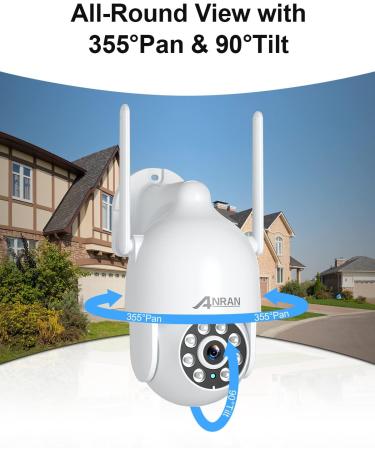 ANRAN 2K Outdoor Security Camera with Spotlight and Siren | 360 View, Color Night Vision, Two-Way Audio | IP66 Waterproof | SD & Cloud Storage | P2 White - Buy Online on GoSupps.com