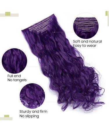 S-noilite 24 Curly Black Purple Clip in Hair Extensions - 8 Piece Full Head Set with 18 Clips - Buy Online on GoSupps.com