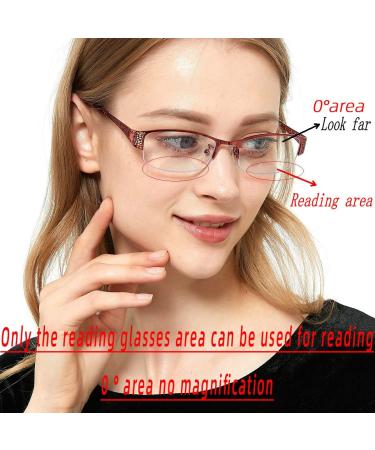 Women's Photochromic Bifocal Reading Glasses Red Metal Frame 2.75x - Transition Sun Glasses for Presbyopia - Buy Online on GoSupps.com