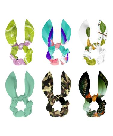 6 Pieces Bow Knot Hair Scrunchies Soft Scarf Hair Ties Scrunchies Ponytail Holder with Bows Dark Green Sci-Fi Spitfire Dragon Dinosaur. Hair Scrunchy Accessories Ropes for Women Multi-colored 08