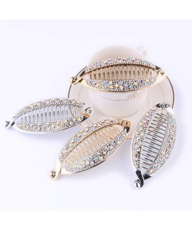 Elegant Rhinestone Banana Clip Set - 4Pcs Crystal Hair Grips for Women - Buy Online on GoSupps.com