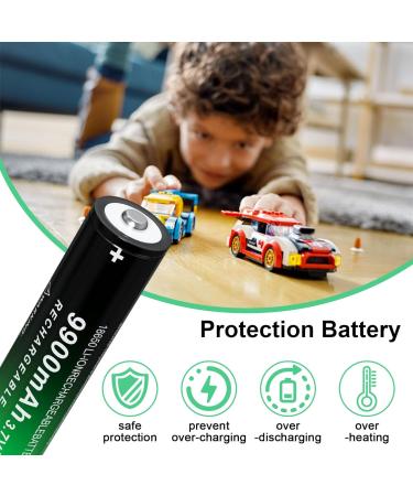 Buy 18650 Rechargeable Batteries 9900mAh 3.7V - Li-ion Button Top - 4 Pack for Flashlights & Headlamps | Fast International Shipping - Buy Online on GoSupps.com