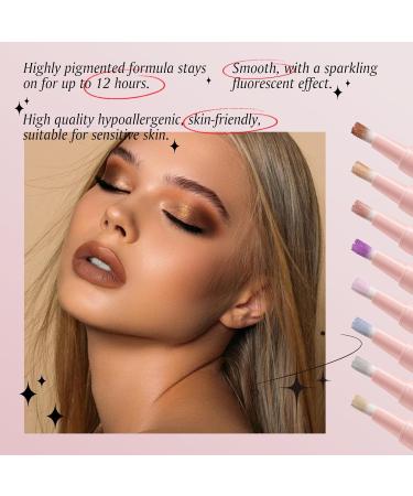 Shimmer Liquid Eyeshadow - 4 Colors Multi-Use Stick for Lips & Cheeks Long Lasting Glitter Makeup with Brush - Buy Online on GoSupps.com
