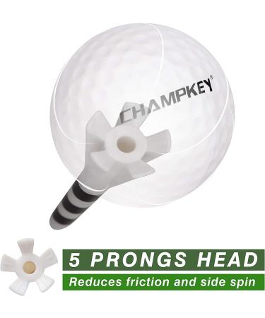 CHAMPKEY Premium 5 Prongs Golf Plastic Tees (75 Pack) - Reduce Friction & Side Spin | Mixed Color 3-1/4 - Buy Online on GoSupps.com
