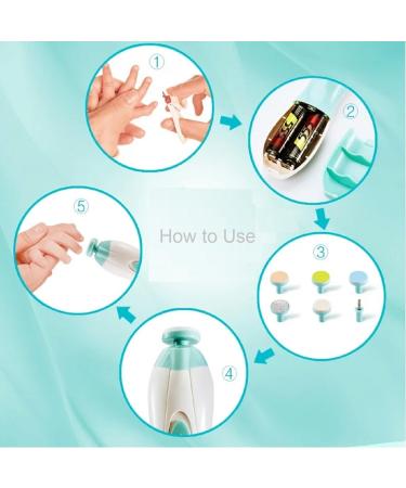 Jaybva Electric Baby Nail File Trimmer - Safe Clippers Set for Newborns & Toddlers - Automatic Cutter Kit for Fingernail and Toenail Care - Light Green - Buy Online on GoSupps.com